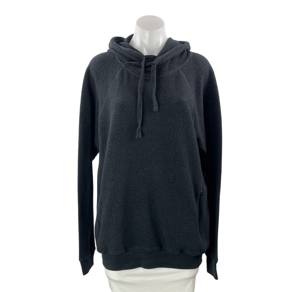 Alo Yoga Women's Black Long Sleeve Sherpa Fleece Hoodie Hooded Sweatshirt Top L